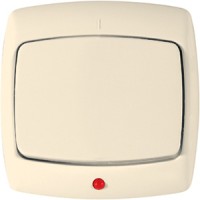 Выключатель 1-кл. СП Рондо 10А IP20 с индикацией сл. кость SchE VS1U-125-SI