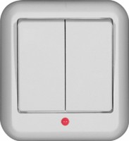 Выключатель 2-кл. ОП Прима 10А IP20 с подсветкой бел. (опт. упак.) SchE VA5U-213-B