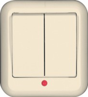 Выключатель 2-кл. ОП Прима 10А IP20 с индикацией сл. кость (опт. упак.) SchE VA5U-213-S