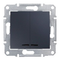 Выключатель 2-кл. СП Sedna 10А IP20 (сх. 5) 250В с подсветкой графит SchE SDN0300370