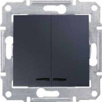 Выключатель 2-кл. СП Sedna 10А IP20 (сх. 5) 250В с подсветкой графит SchE SDN0300370