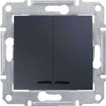 Выключатель 2-кл. СП Sedna 10А IP20 (сх. 5) 250В с подсветкой графит SchE SDN0300370
