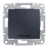 Выключатель 2-кл. СП Sedna 10А IP20 (сх. 5) 250В с подсветкой графит SchE SDN0300370
