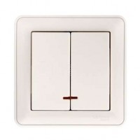 Выключатель 2-кл. СП W59 16А IP20 с подсветкой в сборе бел. SchE VS516-251-18