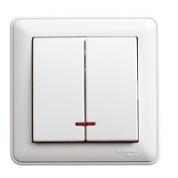 Выключатель 2-кл. СП W59 16А IP20 с подсветкой в сборе бел. SchE VS516-251-18