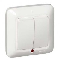 Выключатель 2-кл. СП Прима 6А IP20 250В с подсветкой бел. (опт. упак.) SchE S56-039-B