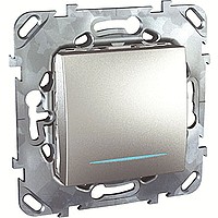 Механизм переключателя проходного 1-кл. СП Unica Top 10А IP20 (сх. 6а) с подсветкой алюм. SchE MGU5.203.30NZD