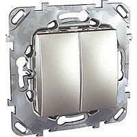 Механизм переключателя проходного 2-кл. СП Unica Top 10А IP20 (2х(сх. 6)) алюм. SchE MGU5.213.30ZD