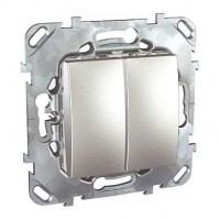 Механизм переключателя проходного 2-кл. СП Unica Top 10А IP20 (2х(сх. 6)) алюм. SchE MGU5.213.30ZD