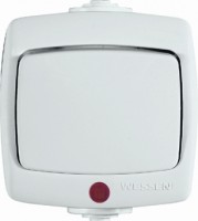 Переключатель проходной 1-кл. ОП Рондо 6А IP44 250В с подсветкой бел. SchE VA66-123B-BI