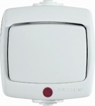 Переключатель проходной 1-кл. ОП Рондо 6А IP44 250В с подсветкой бел. SchE VA66-123B-BI