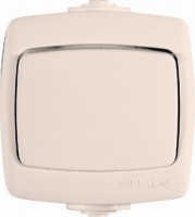 Переключатель проходной 1-кл. ОП Рондо 6А IP44 250В сл. кость SchE VA66-102B-SI