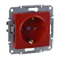 Механизм розетки 1-м СП Sedna 16А IP20 250В с заземл. защ. шторки красн. SchE SDN3000341