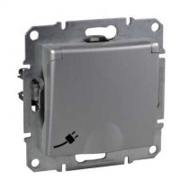 Механизм розетки 1-м СП Sedna 16А IP20 250В с заземл. защ. шторки с крышкой алюм. SchE SDN3100160