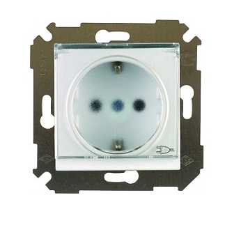 Механизм розетки 1-м СП Simon34 16А IP44 с заземл. защ. шторки с крышкой бел. Simon 34445-030