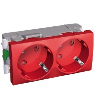 Механизм розетки 2-м СП 4мод. Altira Х2 45 16А IP20 2P+E защ. шторки для кабель-канала OL45 красн. SchE ALB45254