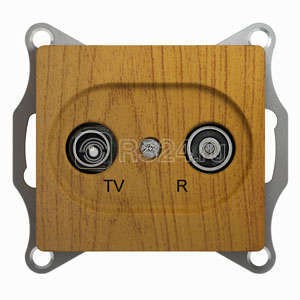Розетка телевизионная проходная TV/R 2-м СП Glossa 4дБ механизм дерево дуб SchE GSL000595