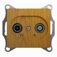 Розетка телевизионная проходная TV/R 2-м СП Glossa 4дБ механизм дерево дуб SchE GSL000595