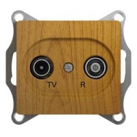 Розетка телевизионная проходная TV/R 2-м СП Glossa 4дБ механизм дерево дуб SchE GSL000595