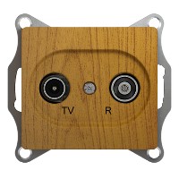 Розетка телевизионная проходная TV/R 2-м СП Glossa 4дБ механизм дерево дуб SchE GSL000595