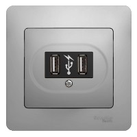 Розетка USB 1-м СП Glossa механизм алюм. SchE GSL000332