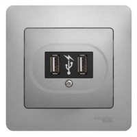 Розетка USB 1-м СП Glossa механизм алюм. SchE GSL000332