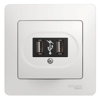 Розетка USB 1-м СП Glossa механизм бел. SchE GSL000132