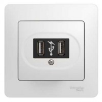 Розетка USB 1-м СП Glossa механизм бел. SchE GSL000132