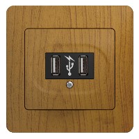 Розетка USB 2-м СП Glossa 5В/1400мА 2х5В/700 мА механизм дерево дуб SchE GSL000532