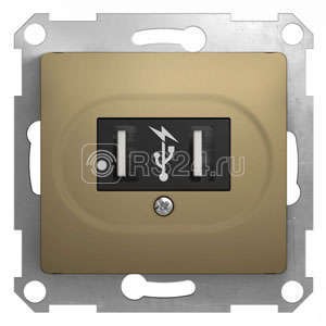 Розетка USB 1-м СП Glossa механизм титан SchE GSL000432