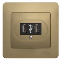 Розетка USB 1-м СП Glossa механизм титан SchE GSL000432