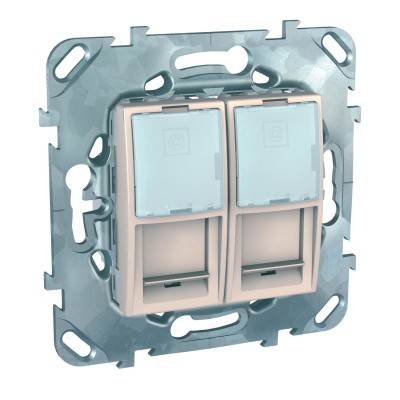 Механизм розетки компьютерной 2-м СП Unica RJ45 кат.5E беж. SchE MGU5.2020.25ZD