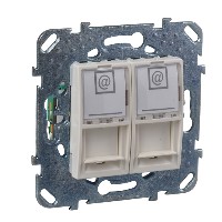 Механизм розетки компьютерной 2-м СП Unica RJ45 кат.5E беж. SchE MGU5.2020.25ZD
