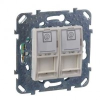 Механизм розетки компьютерной 2-м СП Unica RJ45 кат.5E беж. SchE MGU5.2020.25ZD
