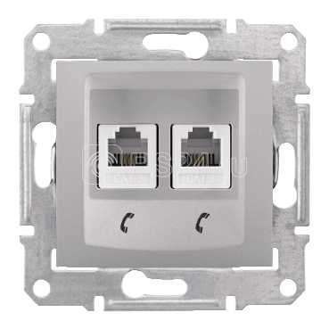 Механизм розетки телефонной 2-м СП Sedna RJ11 алюм. SchE SDN4201160