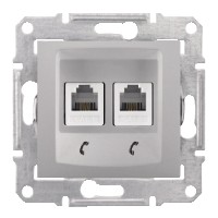 Механизм розетки телефонной 2-м СП Sedna RJ11 алюм. SchE SDN4201160