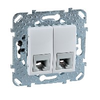 Механизм розетки телефонной 2-м СП Unica RJ11 бел. SchE MGU5.9090.18ZD
