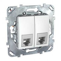 Механизм розетки телефонной 2-м СП Unica RJ11 бел. SchE MGU5.9090.18ZD