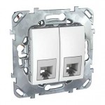Механизм розетки телефонной 2-м СП Unica RJ11 бел. SchE MGU5.9090.18ZD