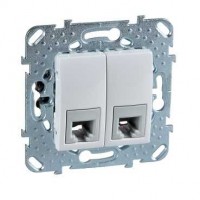 Механизм розетки телефонной 2-м СП Unica RJ11 бел. SchE MGU5.9090.18ZD