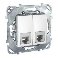 Механизм розетки телефонной 2-м СП Unica RJ11 бел. SchE MGU5.9090.18ZD