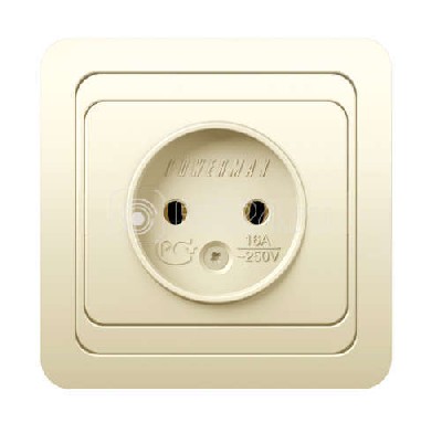 Розетка 1-м сп classic 16а ip20 без заземл. крем. powerman 1156515