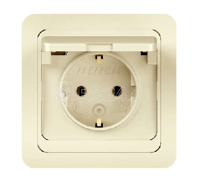 Розетка 1-м сп classic 16а с защ. крышкой с заземл. крем. powerman 1156518