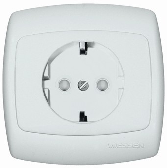 Розетка 1-м СП Рондо 16А IP20 250В с заземл. без защ. шторок евро стандарт бел. SchE RS16-264-BI