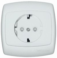 Розетка 1-м СП Рондо 16А IP20 250В с заземл. без защ. шторок евро стандарт бел. SchE RS16-264-BI