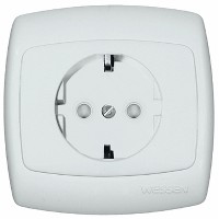 Розетка 1-м СП Рондо 16А IP20 250В с заземл. без защ. шторок евро стандарт бел. SchE RS16-264-BI