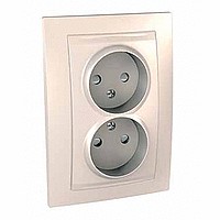 Розетка 2-м СП 2мод. Unica 16А IP20 без заземл. защ. шторки беж. SchE MGU23.063.25D