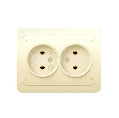 Розетка 2-м сп classic 16а ip20 без заземл. крем. powerman 1156521