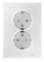 Розетка 2-м СП Sedna 16А IP20 250В с заземл. защ. шторки бел. SchE SDN3000721