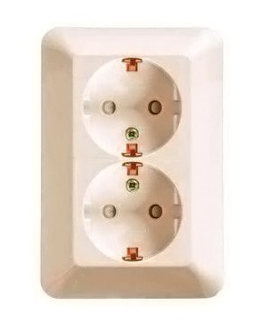 Розетка 2-м СП Прима 16А IP20 250В с заземл. защ. шторки сл. кость (опт. упак.) SchE RS16-212-S